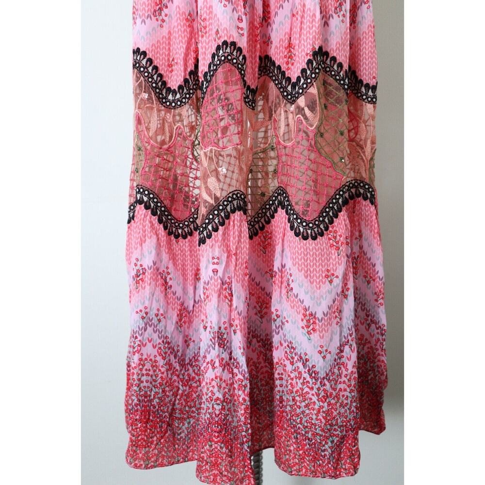 Anthropologie x Bhanuni Jyoti Size 0 Haylie Lace Maxi Skirt Pink Floral Print - Picture 4 of 12